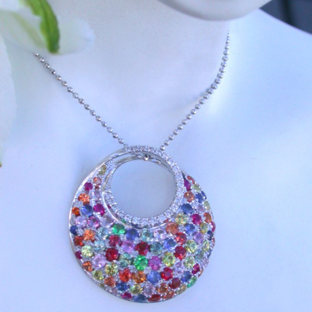 Magnificent Rainbow Sapphire Pendant with Diamonds
