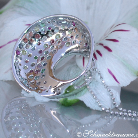 Magnificent Rainbow Sapphire Pendant with Diamonds