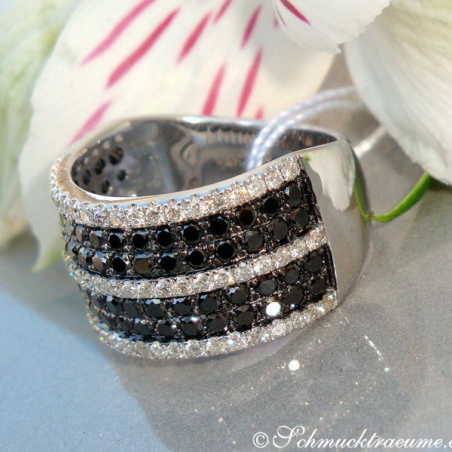 Precious Black & White Diamond Ring