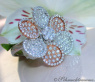 Feminine Diamond Flower Ring in Rose & White Gold