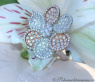 Feminine Diamond Flower Ring in Rose & White Gold