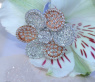 Feminine Diamond Flower Ring in Rose & White Gold