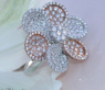 Feminine Diamond Flower Ring in Rose & White Gold