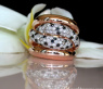 Solid ring with black diamond, natural brown & white diamonds