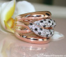 Solid ring with black diamond, natural brown & white diamonds