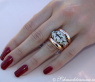 Solid ring with black diamond, natural brown & white diamonds