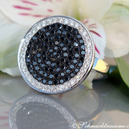 Elegant diamonds & black diamond ring