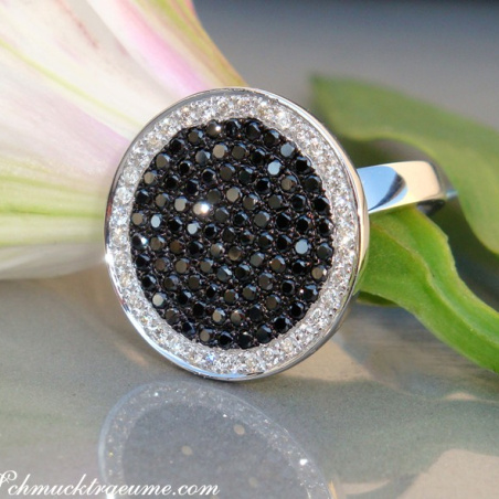 Elegant diamonds & black diamond ring