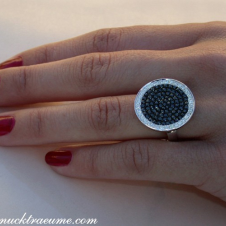 Elegant diamonds & black diamond ring