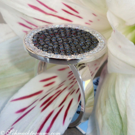 Elegant diamonds & black diamond ring