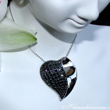 Fancy Black Diamond Heart Pendant