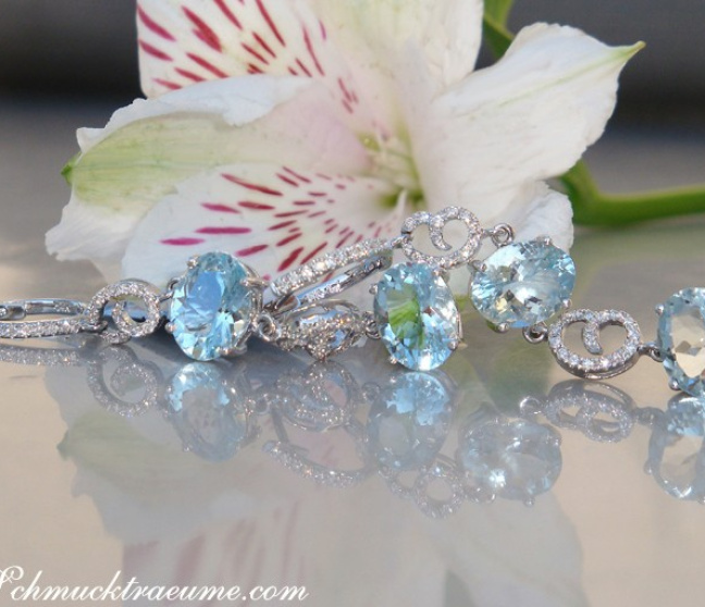 Aquamarin Diamanten Ohrgehänge Aquamarin Diamanten Ohrgehänge