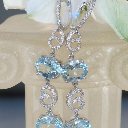 Aquamarin Diamanten Ohrgehänge