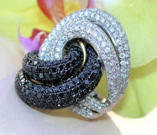 Extra Large Black & White Diamond Ring