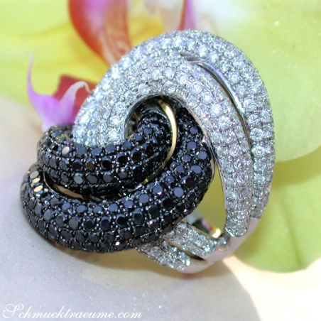 Extra Large Black & White Diamond Ring