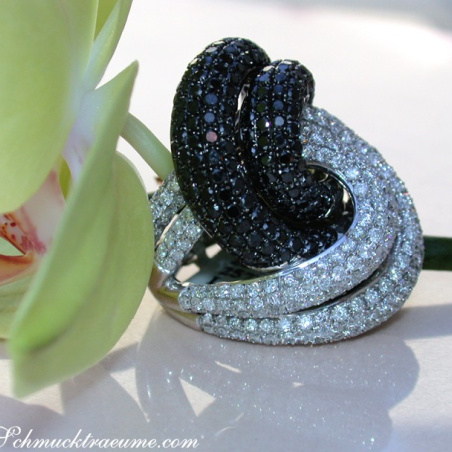 Extra Large Black & White Diamond Ring