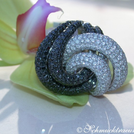 Extra Large Black & White Diamond Ring