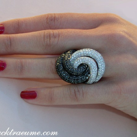 Extra Large Black & White Diamond Ring