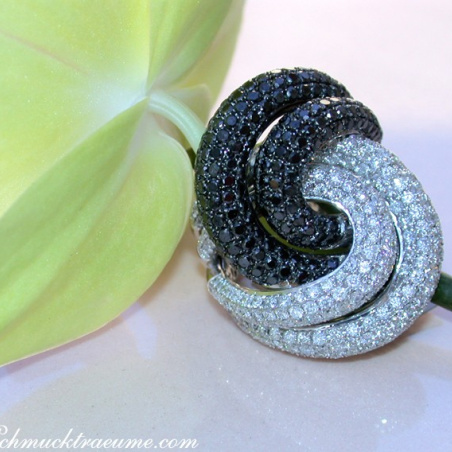 Extra Large Black & White Diamond Ring