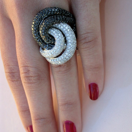 Extra Large Black & White Diamond Ring