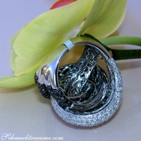 Extra Large Black & White Diamond Ring