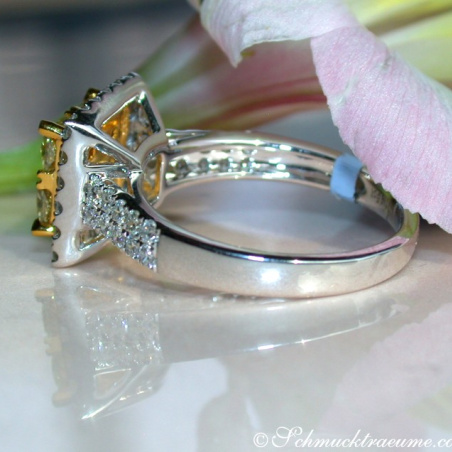 Exquisite Yellow Diamond Ring with White Diamonds
