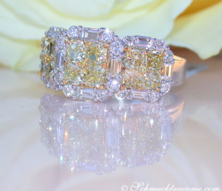 Luxurious yellow & white diamond ring