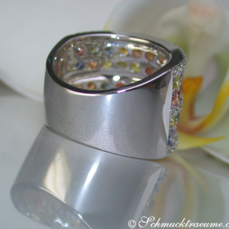 Rainbow Sapphire Diamond Ring