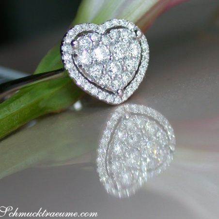Elegant Diamond Ring in Heart Design