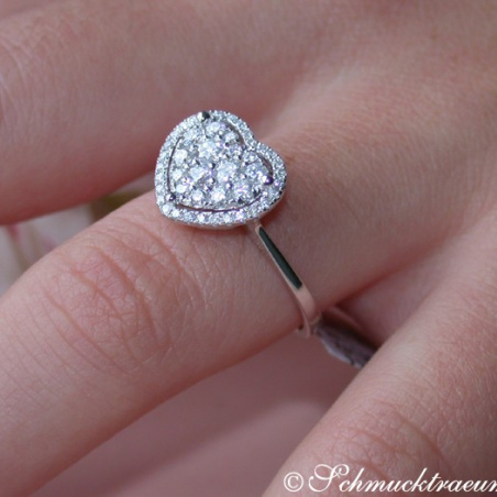 Elegant Diamond Ring in Heart Design