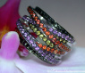 Multi Row Ring with Black Diamonds, Amethysts & Sapphires