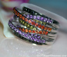 Multi Row Ring with Black Diamonds, Amethysts & Sapphires