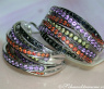 Earrings with black diamonds, amethysts and sapphires
