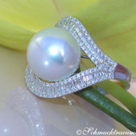 Südseeperle Ring mit Brillanten & Diamanten