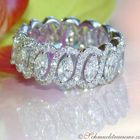 Magnificent diamonds eternity ring with marquise diamonds