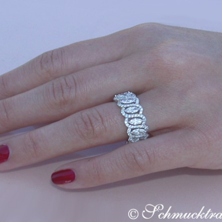 Magnificent diamonds eternity ring with marquise diamonds