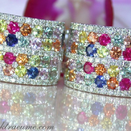 Dazzling Rainbow Sapphire Earrings with Diamonds