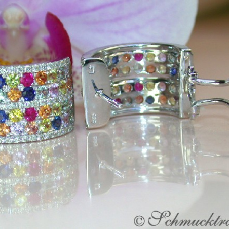 Dazzling Rainbow Sapphire Earrings with Diamonds