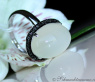 Fancy Moonstone Ring with Black Diamonds