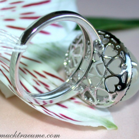 Fancy Moonstone Ring with Black Diamonds