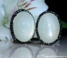 Fancy Moonstone Earrings with Black Diamonds