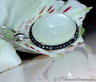 Fancy Moonstone Pendant with Black Diamonds