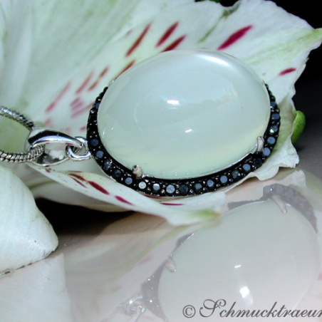Fancy Moonstone Pendant with Black Diamonds