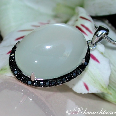 Fancy Moonstone Pendant with Black Diamonds