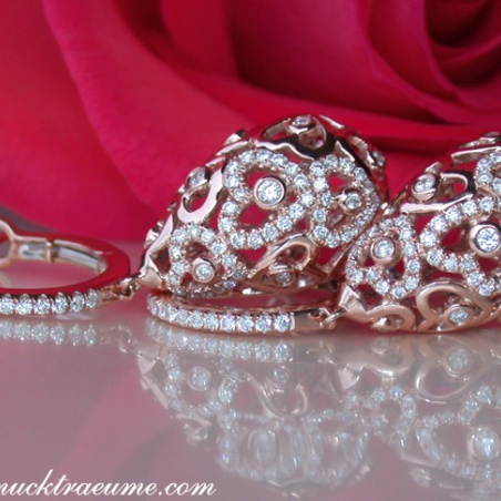 Feminine Diamond Heart Earrings in Rose gold 14k