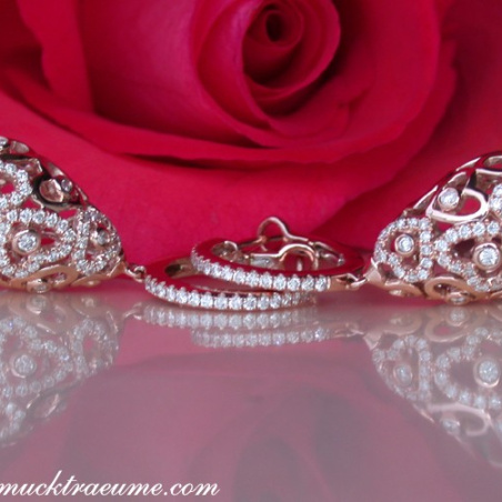 Feminine Diamond Heart Earrings in Rose gold 14k