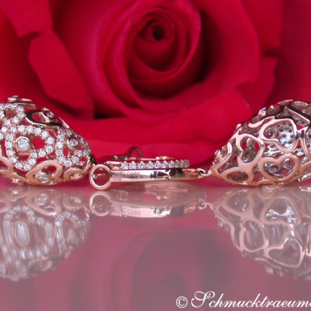 Feminine Diamond Heart Earrings in Rose gold 14k