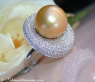 Impressive Diamond Ring with a Golden Southsea Pearl