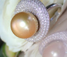Impressive Diamond Ring with a Golden Southsea Pearl