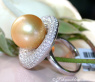 Impressive Diamond Ring with a Golden Southsea Pearl